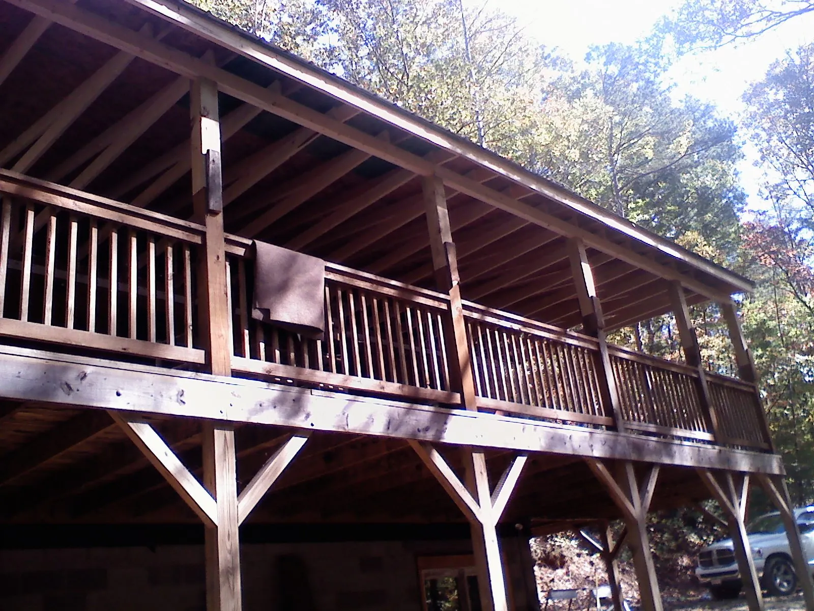 Timber framing under a new elevated porch and deck — Roof Leak Repair in Evergreen Park by Roofing Brothers